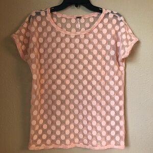 Poof peach over shirt dot pattern size medium